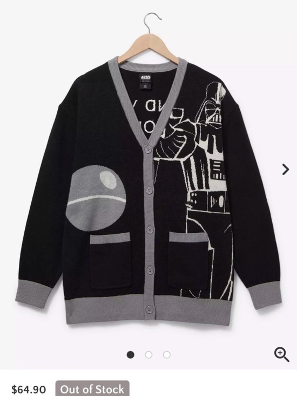 Her Universe Star Wars Darth Vader Portrait Cardigan BoxLunch Exclusive XS‎